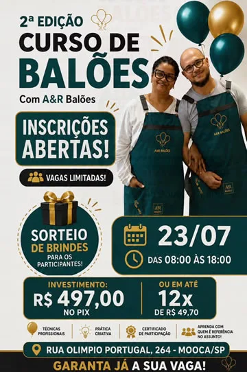2ª Edição Curso de Decoração com Balões